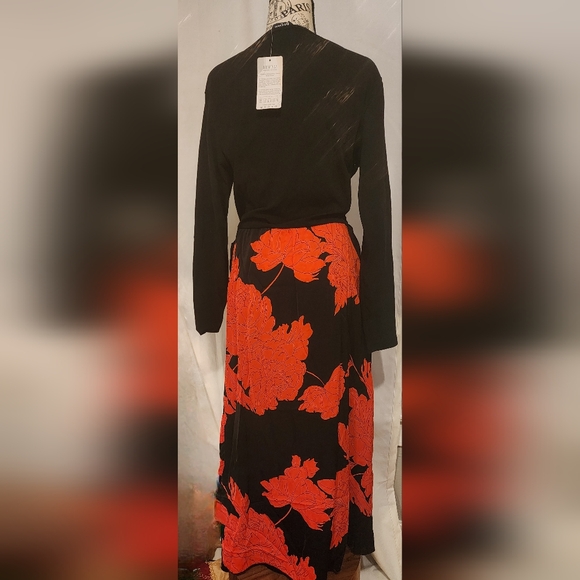 Floral Maxi Dress Casual Crewneck Long Sleeve Ruffle Flowy Dress - Picture 4 of 4